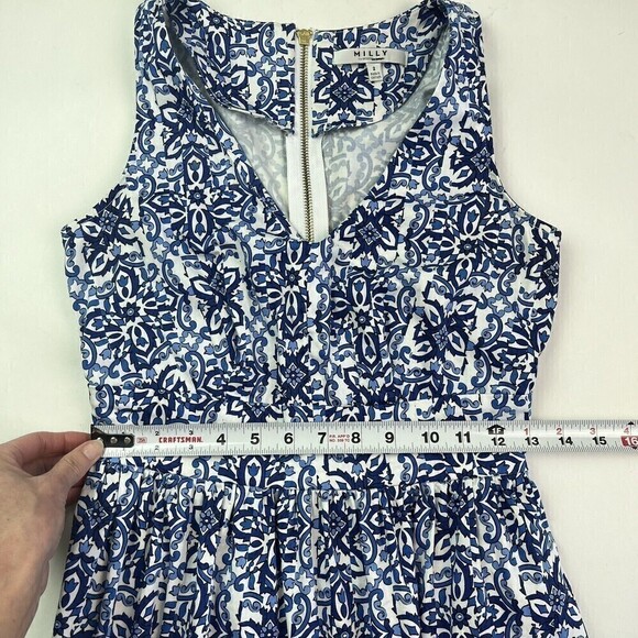 Milly Capri Italia Dutch Tulip Dress Classic Blue White Fit and Flare Size 2 - Picture 13 of 16